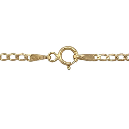 Add a classic and versatile piece to your jewellery collection with this pre-owned 9ct yellow gold 18" curb chain, offering timeless style with a refined profile—perfect for everyday wear or pairing with a pendant.

Design: The chain features a traditional curb link style with smooth, interlocking links, creating a clean and enduring look.
Material: Made from 9-carat yellow gold, it has a polished finish that enhances its warm tone and classic appeal.