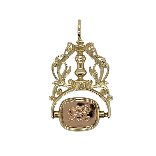 9ct Gold & Onyx Welsh Dragon Clogau Fob Pendant