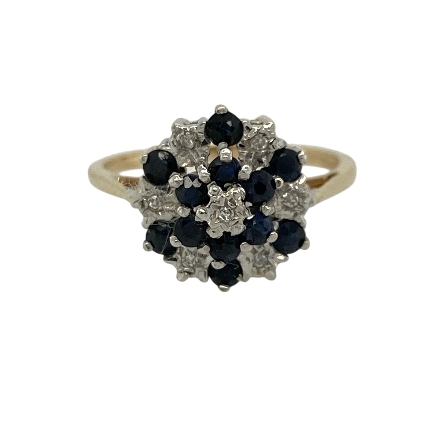 9ct Gold Diamond & Sapphire Set Cluster Ring