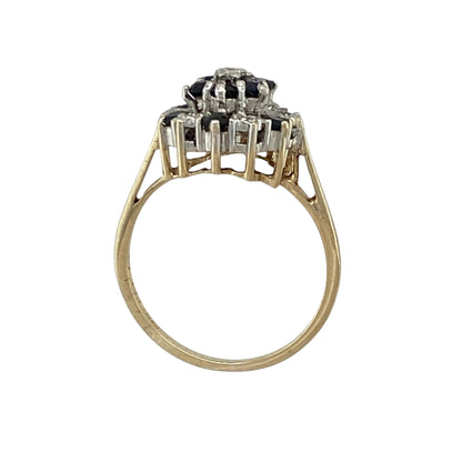 9ct Gold Diamond & Sapphire Set Cluster Ring