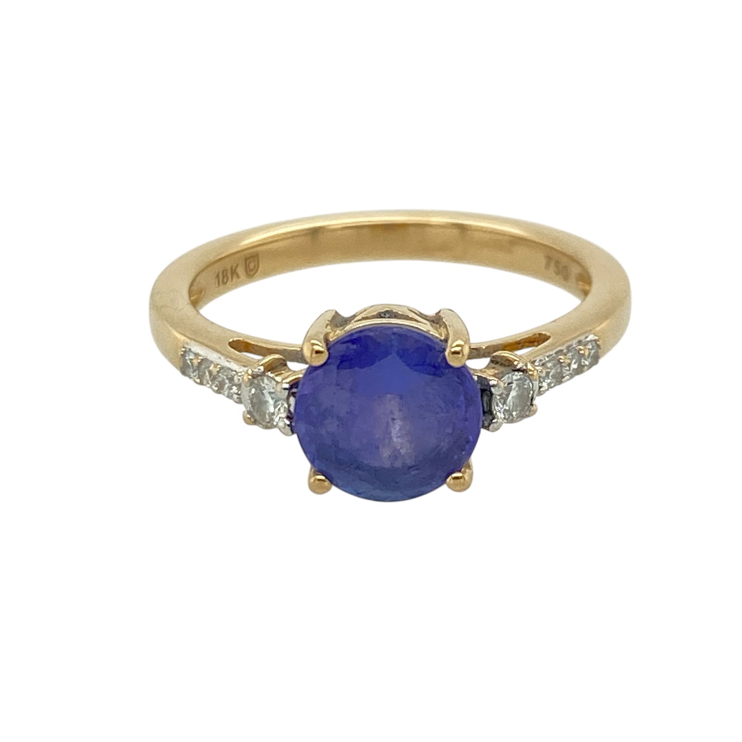 18ct Gold Diamond & Purple/Blue Stone Set Ring