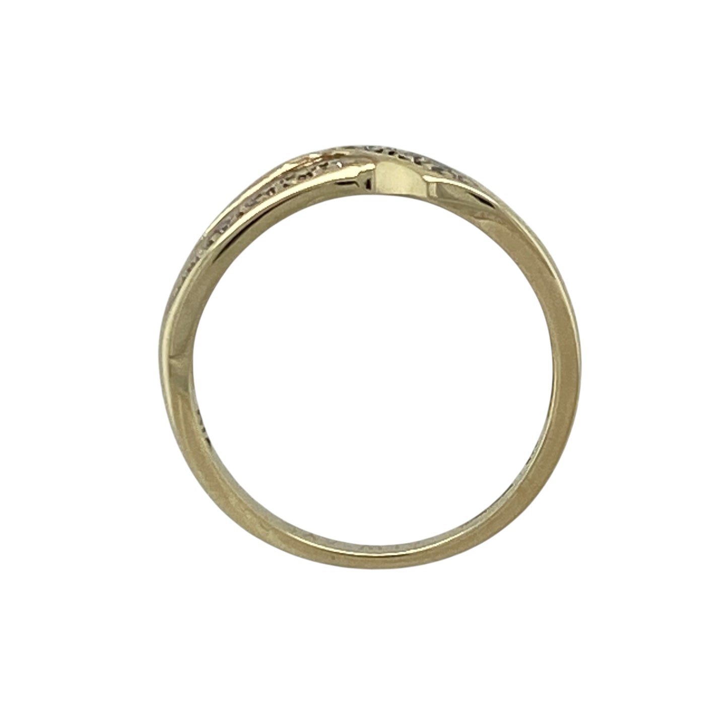 9ct Gold & Diamond Set Curved Wishbone Ring