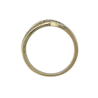 9ct Gold & Diamond Set Curved Wishbone Ring