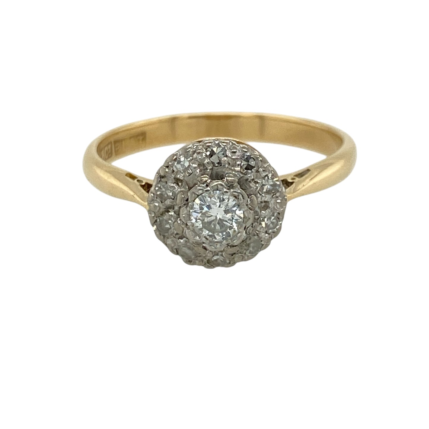 18ct Gold & Platinum Diamond Set Flower Cluster Ring
