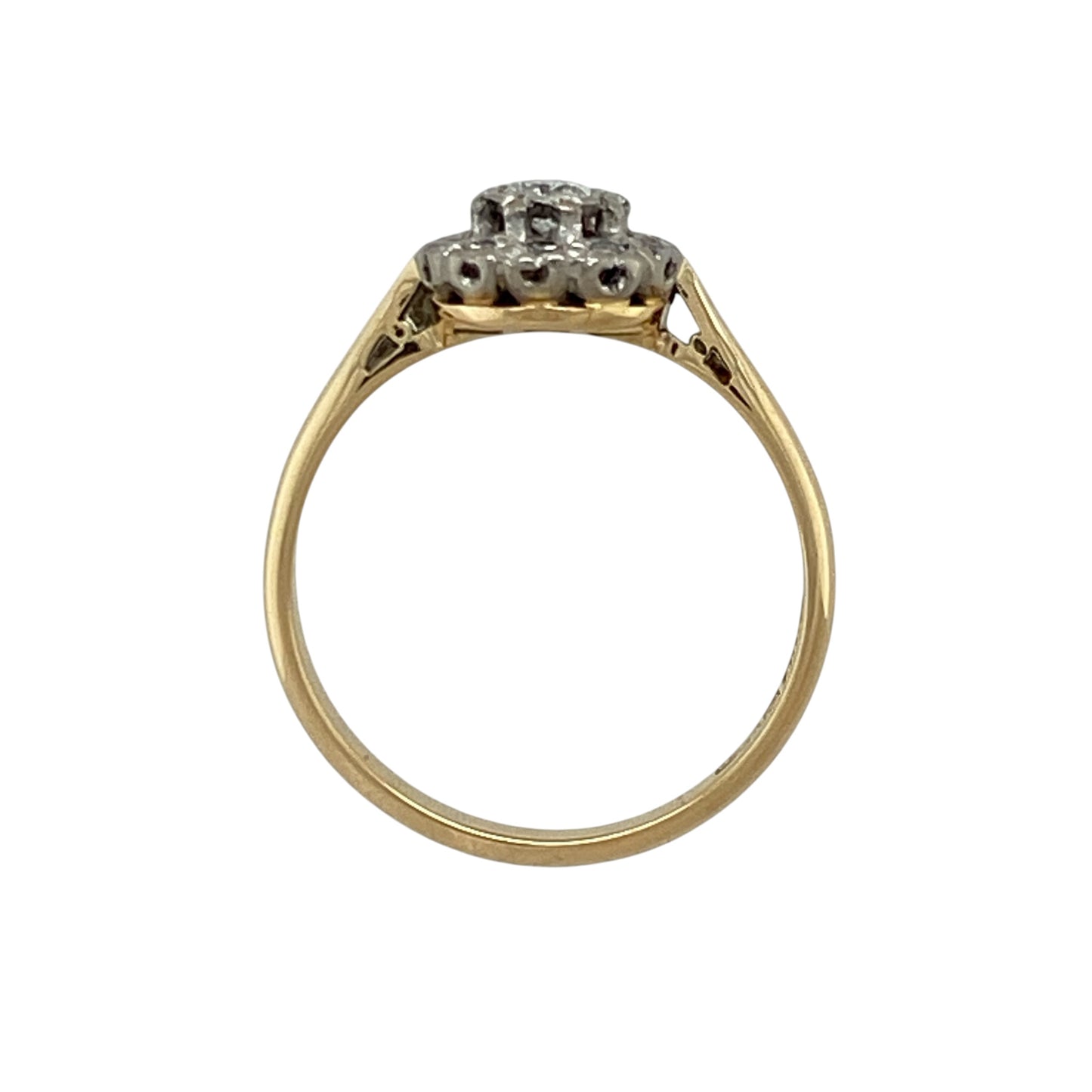 18ct Gold & Platinum Diamond Set Flower Cluster Ring