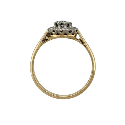 18ct Gold & Platinum Diamond Set Flower Cluster Ring