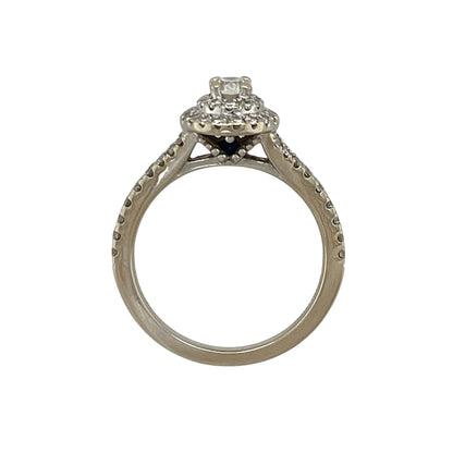 18ct White Gold & Diamond Set Oval Cluster Ring