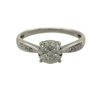 9ct White Gold & Diamond Illusion Set Cluster Ring