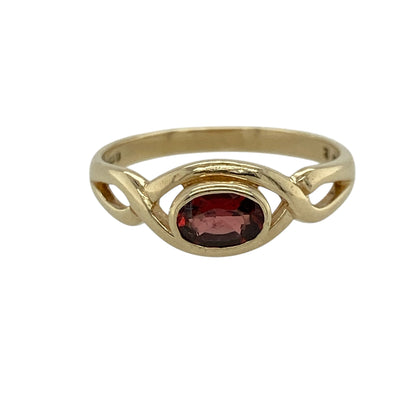 9ct Gold & Garnet Set Celtic Style Ring