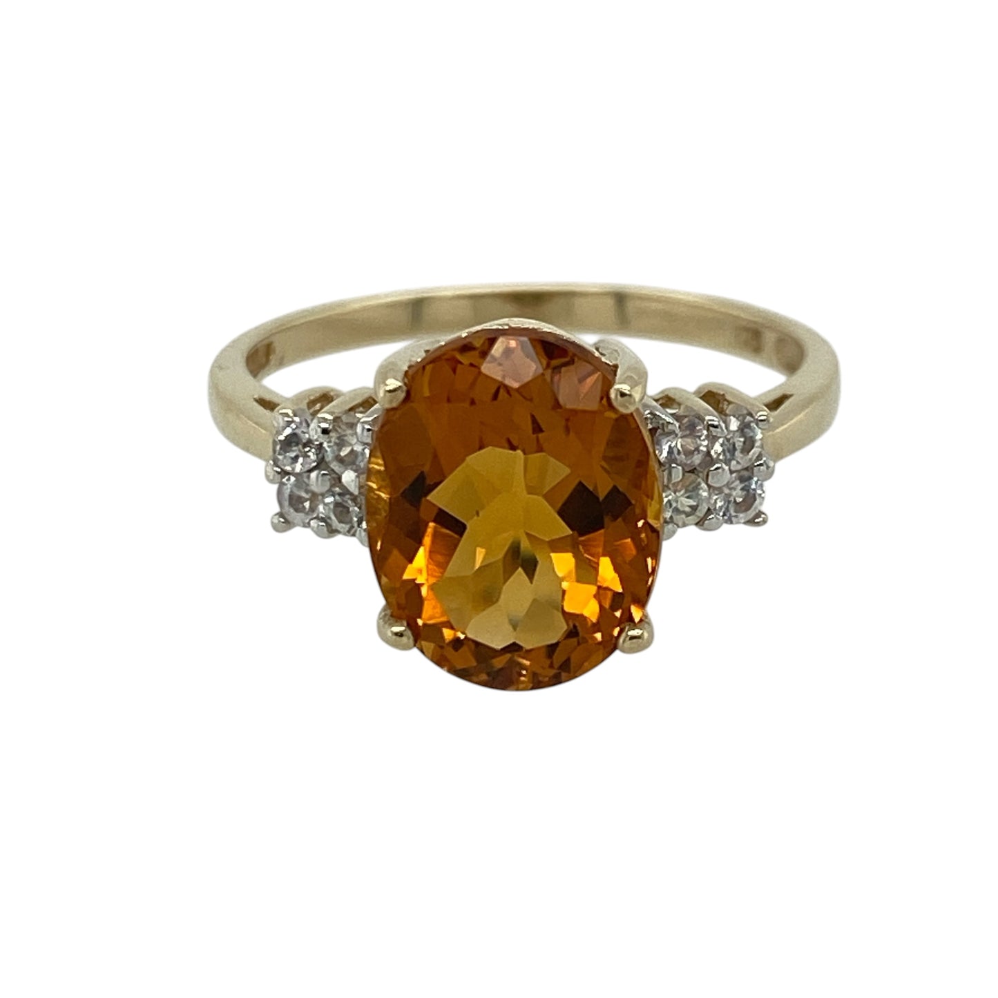 9ct Gold Orange Stone & Cubic Zirconia Set Ring