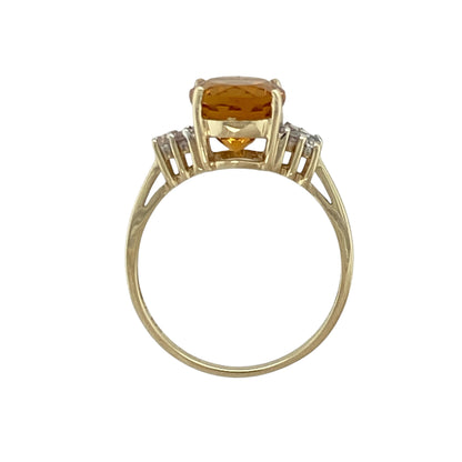 9ct Gold Orange Stone & Cubic Zirconia Set Ring