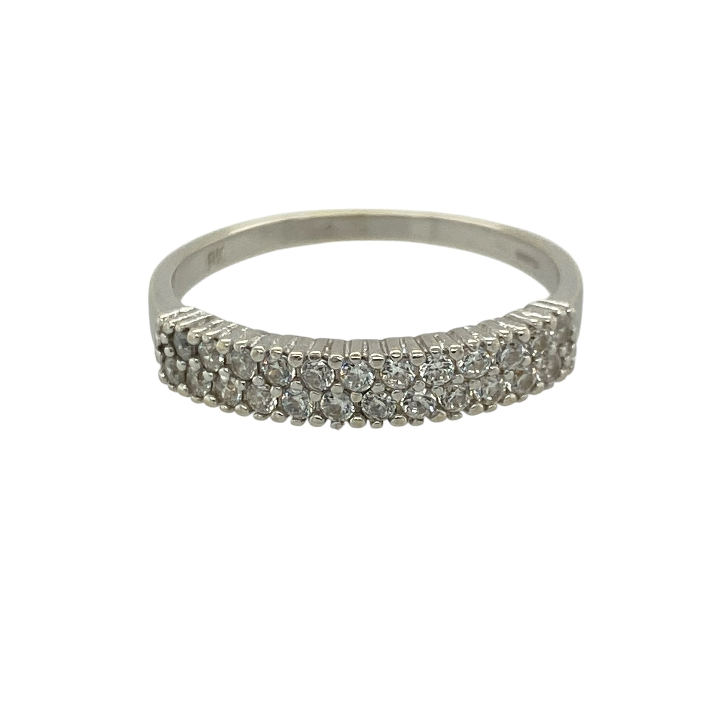 9ct White Gold & Cubic Zirconia Double Row Band Ring
