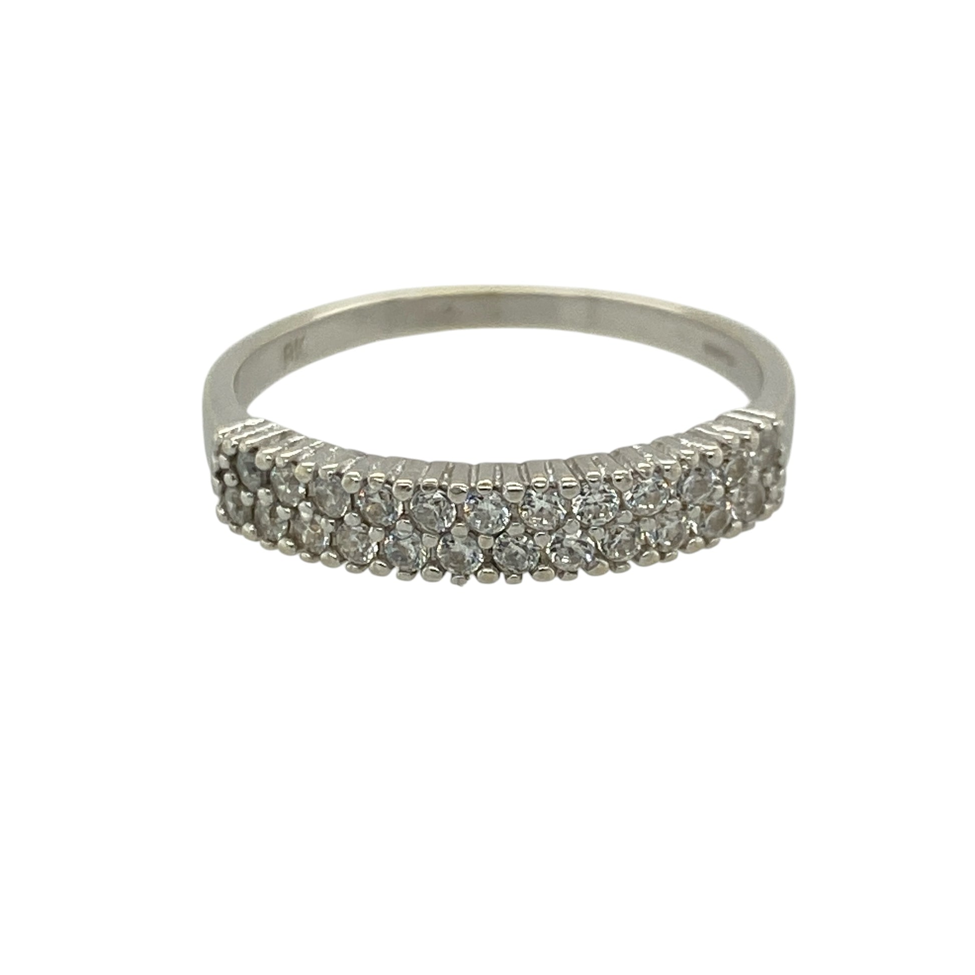9ct White Gold & Cubic Zirconia Double Row Band Ring