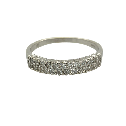 9ct White Gold & Cubic Zirconia Double Row Band Ring