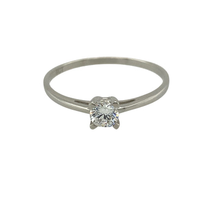 9ct White Gold & Cubic Zirconia Set Solitaire Ring