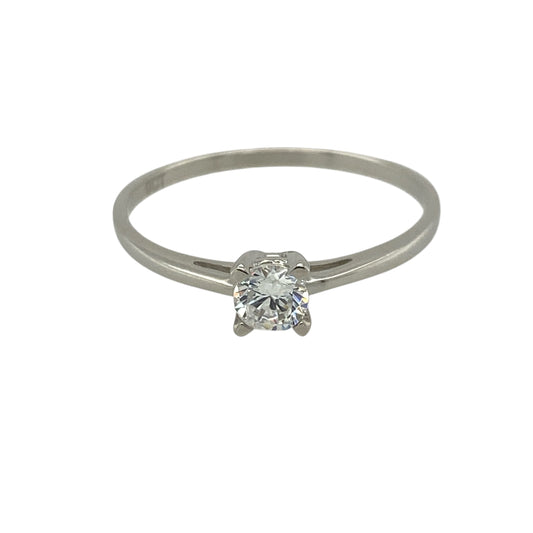 9ct White Gold & Cubic Zirconia Set Solitaire Ring