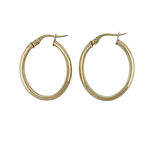9ct Gold Plain Oval Creole Earrings