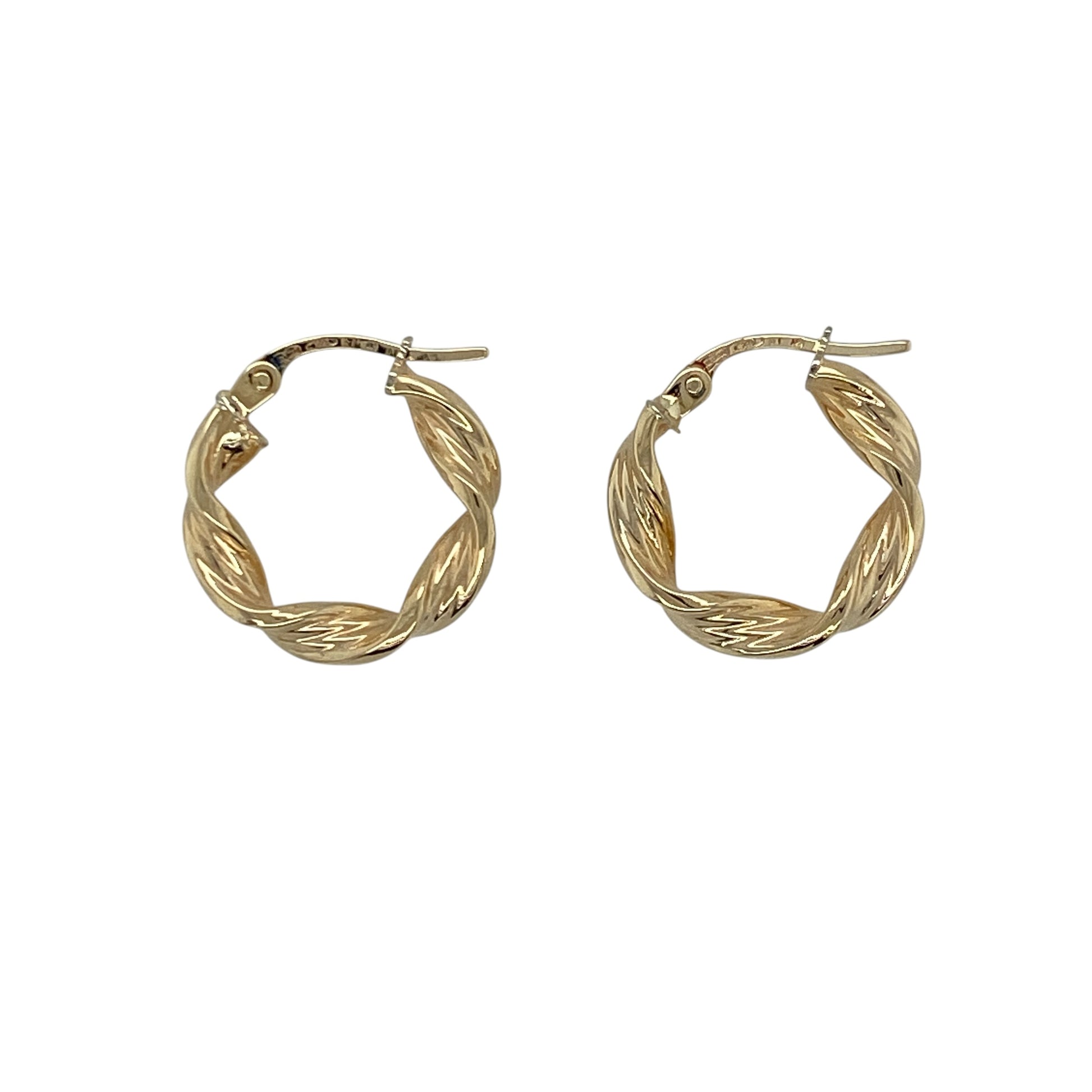 9ct Gold Small Twisted Hoop Creole Earrings
