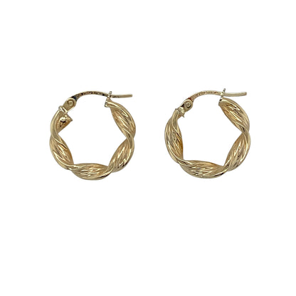 9ct Gold Small Twisted Hoop Creole Earrings