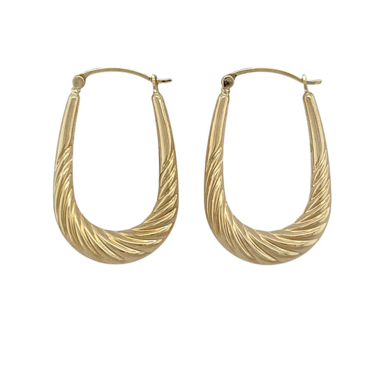 9ct Gold Twisted Oval Creole Earrings