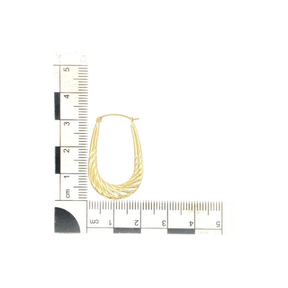 9ct Gold Twisted Oval Creole Earrings