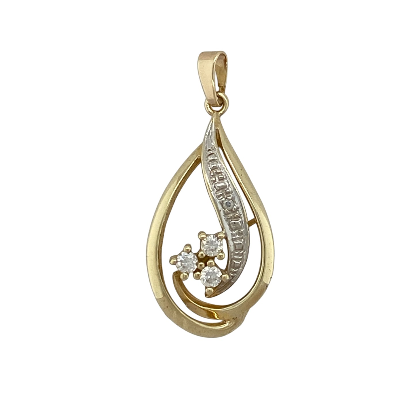 9ct Gold & Cubic Zirconia Set Teardrop Pendant