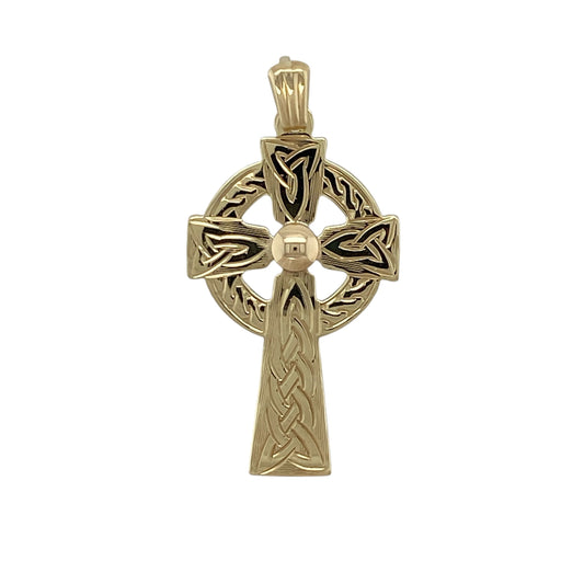 9ct Gold Patterned Celtic Cross Pendant