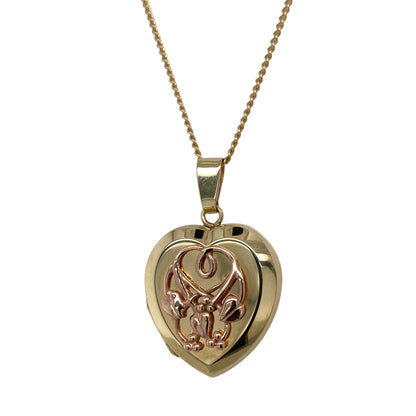 9ct Gold Tree of Life Style Heart Locket 20" Necklace