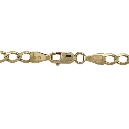 Add a classic and versatile piece to your jewellery collection with this pre-owned 9ct yellow gold 20" curb chain, offering timeless style with a balanced profile—perfect for everyday wear or pairing with a pendant.

Design: The chain features a traditional curb link design with smooth, interlocking links, creating a clean and enduring look.
Material: Made from 9-carat yellow gold, it has a polished finish that enhances its warm tone and classic appeal.