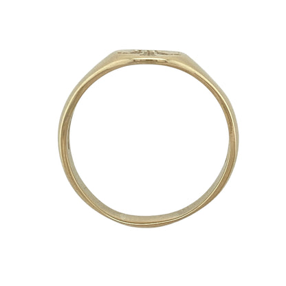 9ct Gold Welsh Three Feathers Oval Signet Ring