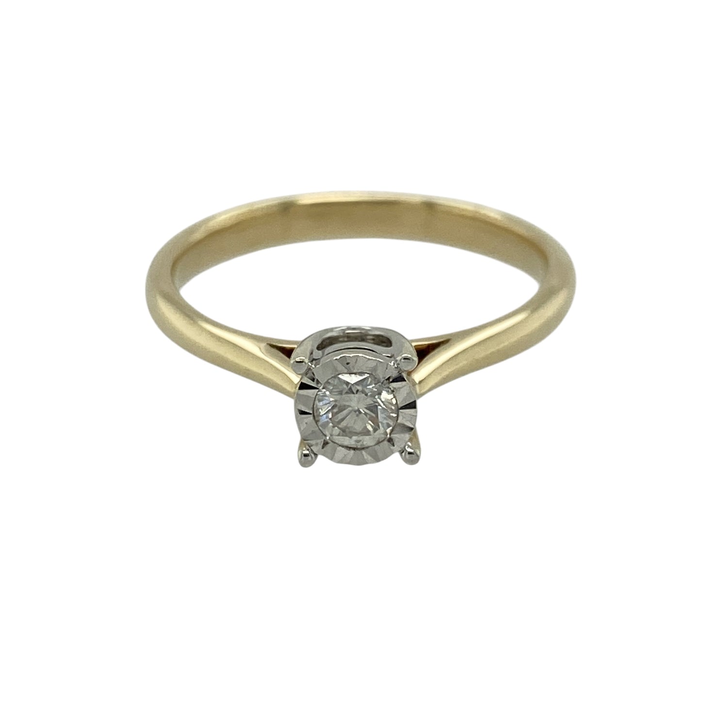 9ct Gold & Diamond Illusion Set Solitaire Ring