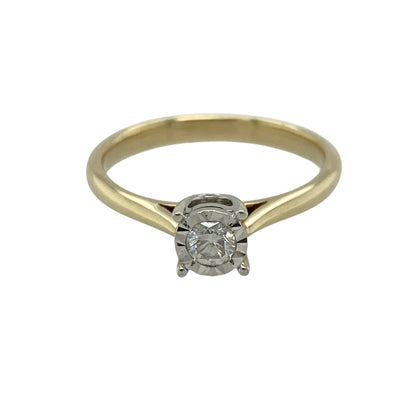 9ct Gold & Diamond Illusion Set Solitaire Ring