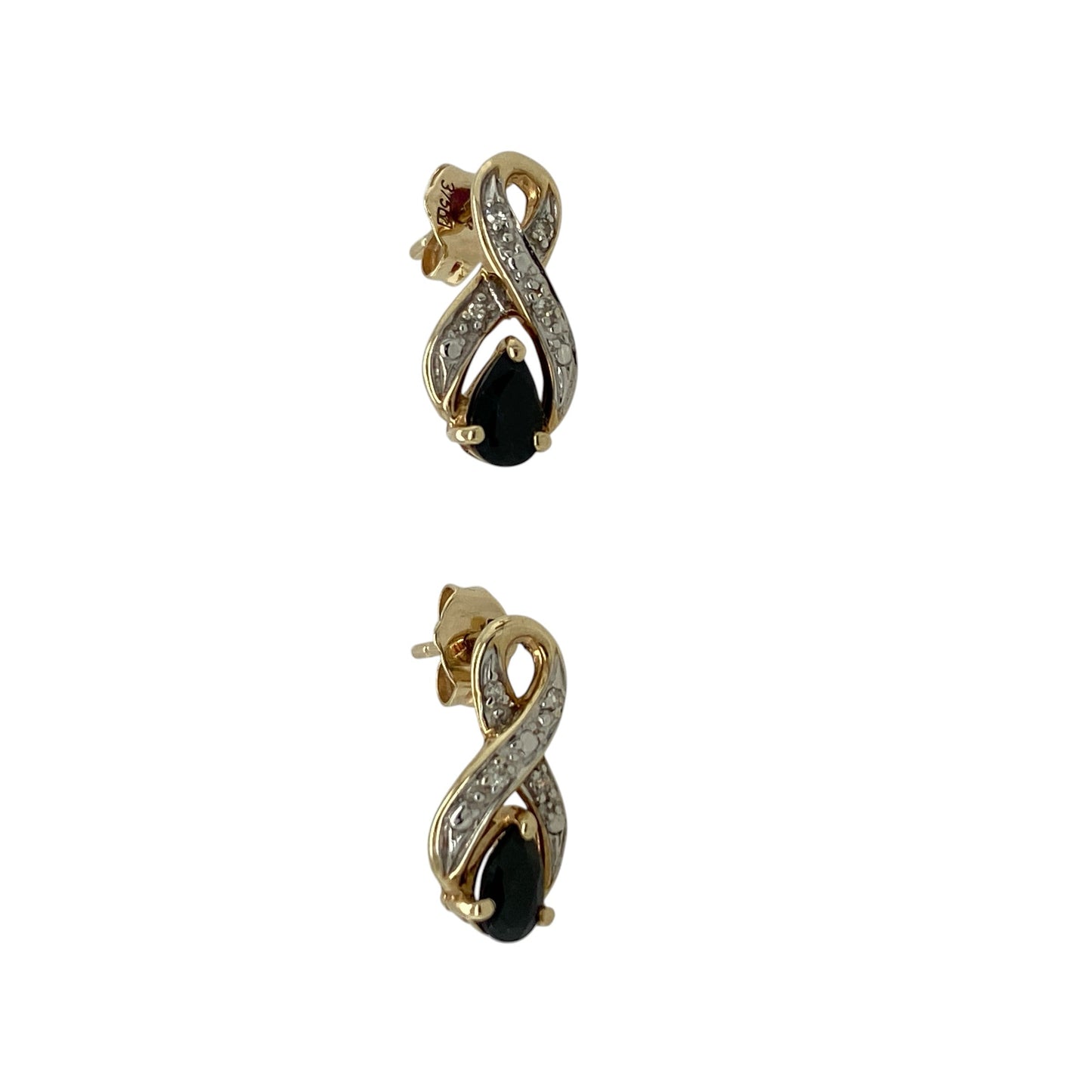 9ct Gold Diamond & Sapphire Set Stud Earrings
