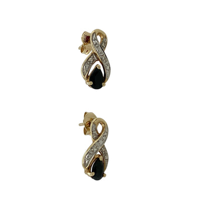 9ct Gold Diamond & Sapphire Set Stud Earrings