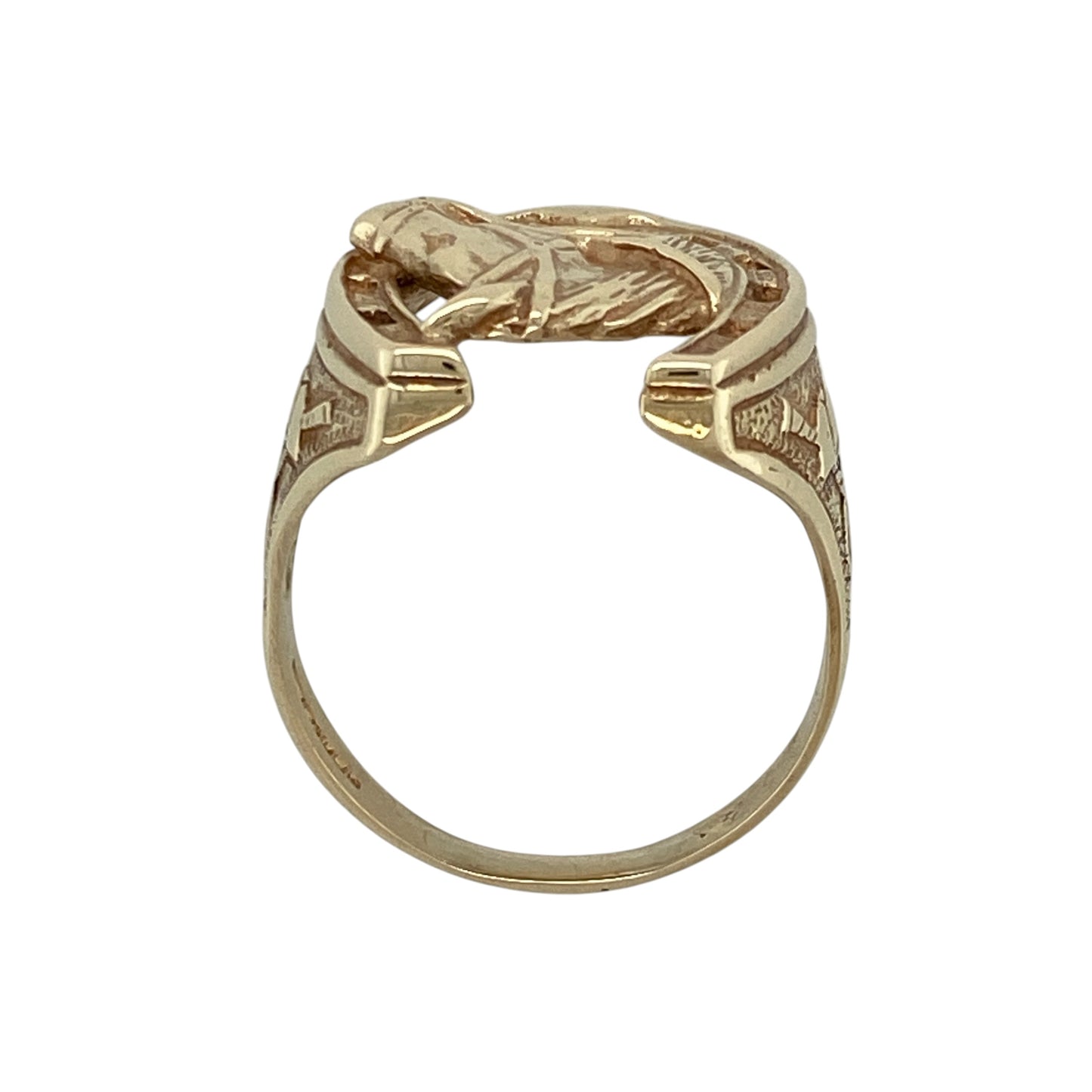 9ct Gold Horse Head Horse Shoe Ring
