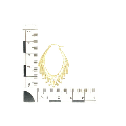 9ct Gold Textured Oval Creole Earrings