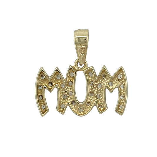 Celebrate love and appreciation with this pre-owned 9ct yellow and white gold cubic zirconia set Mum pendant—an elegant and meaningful piece perfect for gifting.

Design: This pendant features a beautifully styled “Mum” motif, accented with sparkling cubic zirconia for added brilliance and a heartfelt, eye-catching finish.
Material: Made from 9-carat yellow and white gold, the two-tone finish enhances the design, adding contrast and a modern touch.