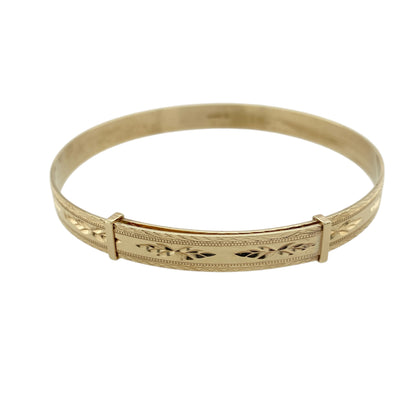 9ct Gold Patterned Expander Bangle
