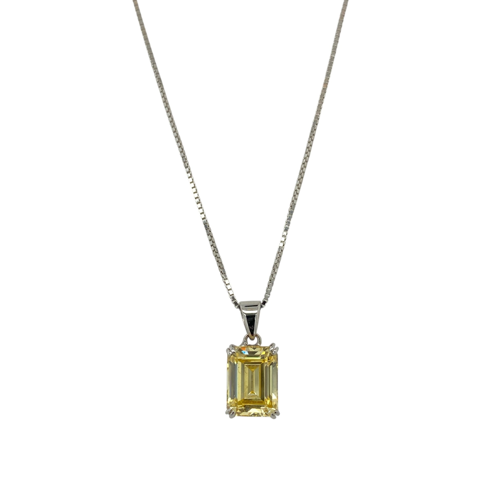 9ct White Gold & Yellow Stone 16" Necklace