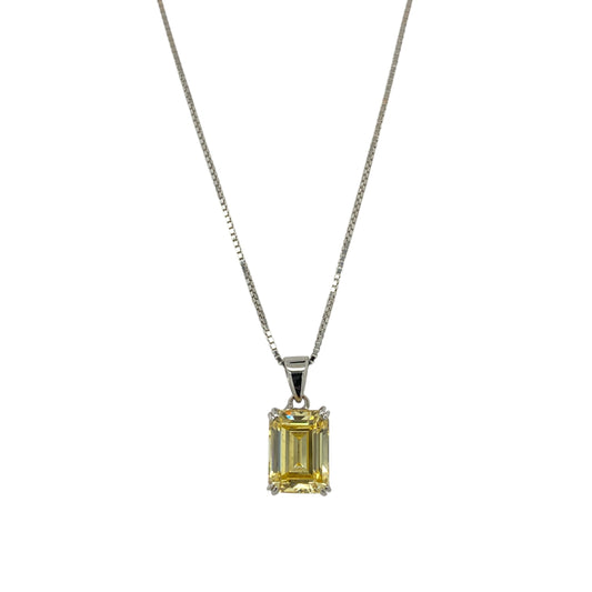 9ct White Gold & Yellow Stone 16" Necklace
