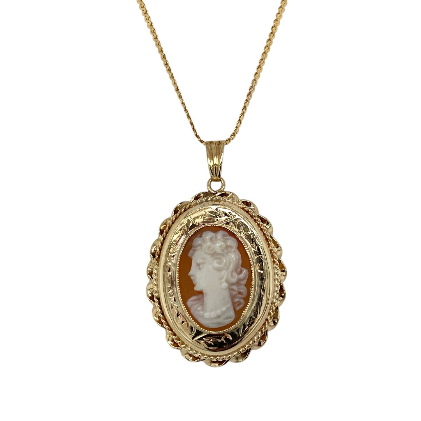 9ct Gold & Cameo Set Oval Locket 18" Necklace