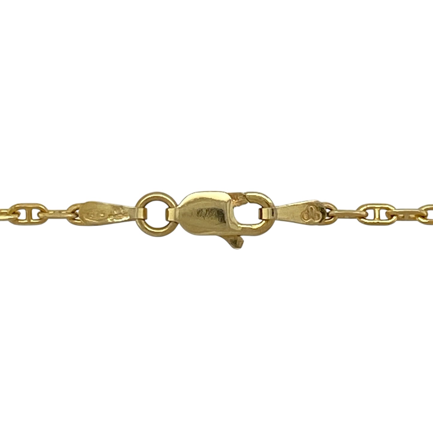 Add a classic and versatile piece to your jewellery collection with this pre-owned 9ct yellow gold anchor chain—perfect for everyday wear or pairing with your favourite pendant.

Design: This 18" chain features a traditional anchor link design, with uniform oval links that create a clean and timeless look. The 1.5mm width offers a delicate and refined appearance.
Material: Made from 9-carat yellow gold, the polished finish enhances the rich golden tone while adding a smooth and elegant shine.