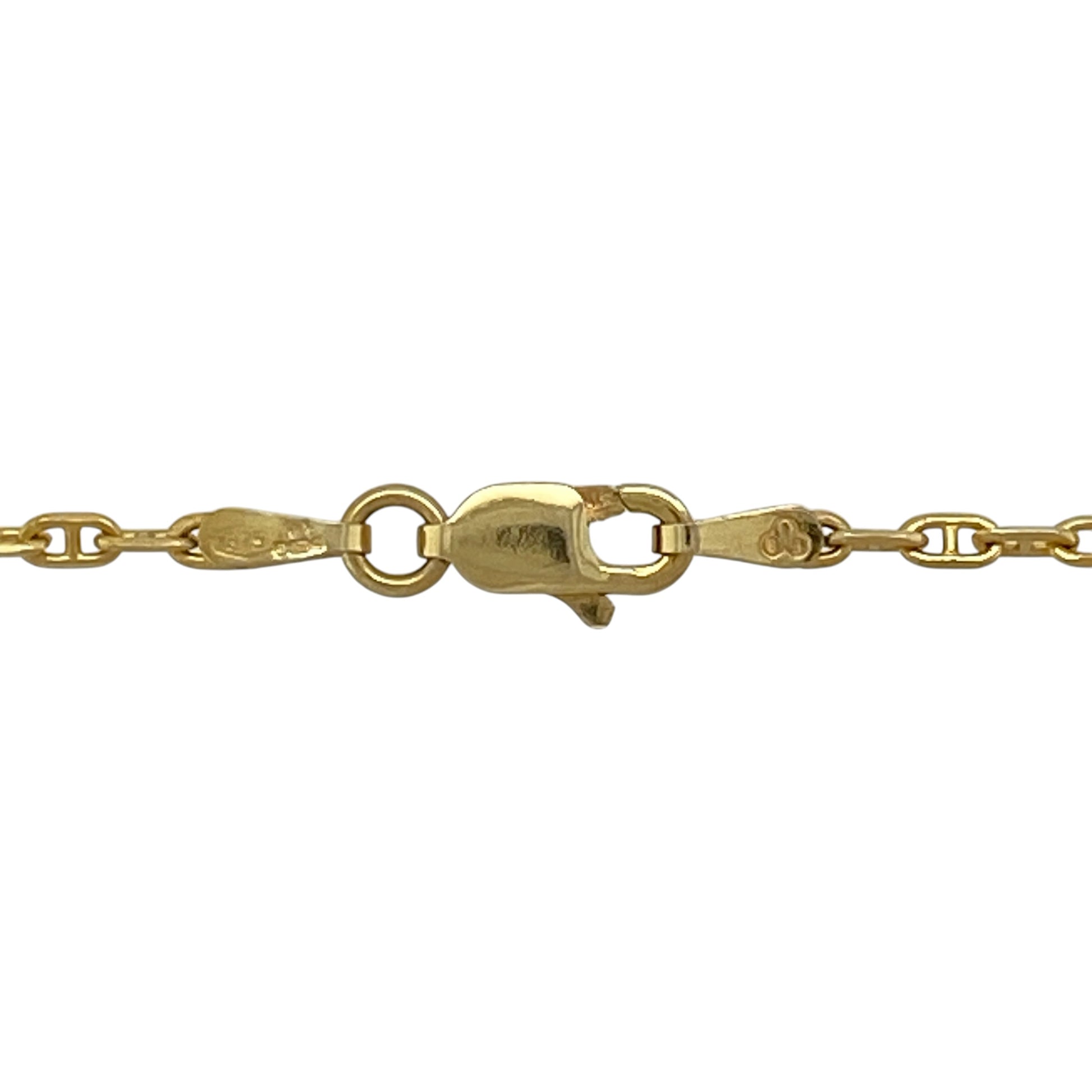 Add a classic and versatile piece to your jewellery collection with this pre-owned 9ct yellow gold anchor chain—perfect for everyday wear or pairing with your favourite pendant.

Design: This 18" chain features a traditional anchor link design, with uniform oval links that create a clean and timeless look. The 1.5mm width offers a delicate and refined appearance.
Material: Made from 9-carat yellow gold, the polished finish enhances the rich golden tone while adding a smooth and elegant shine.