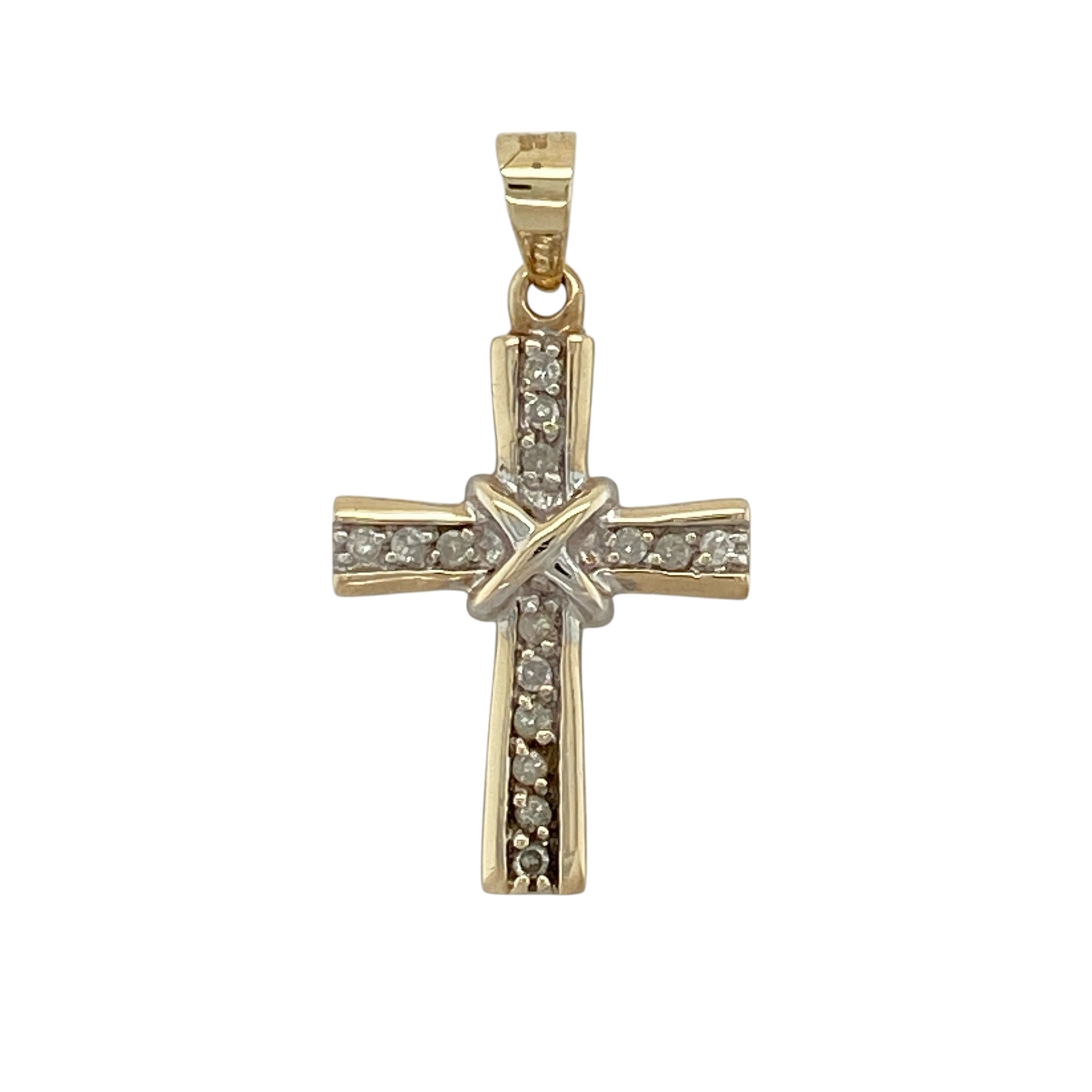 9ct Gold & Diamond Set Cross Pendant