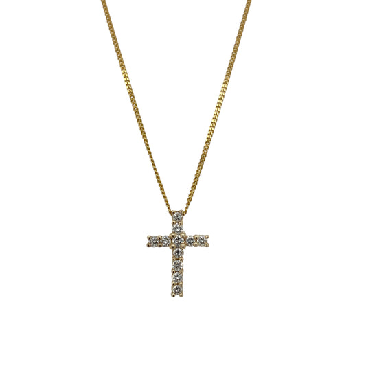 9ct Gold & Diamond Set Cross 18" Necklace