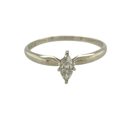 14ct White Gold & Marquise Cut Diamond Set Solitaire Ring