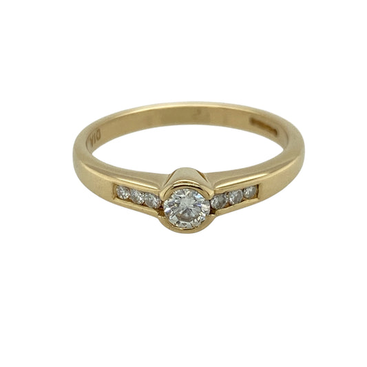 18ct Gold & Diamond Set Solitaire Ring