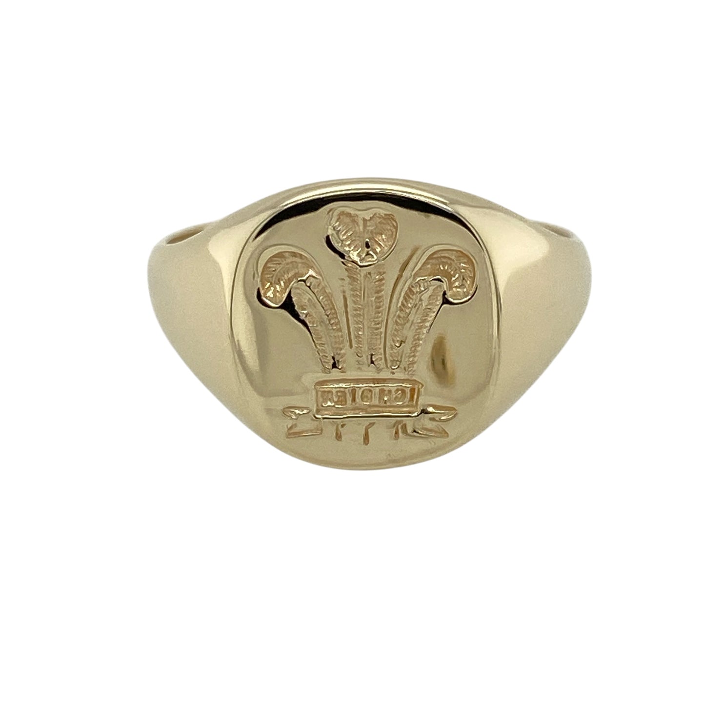 9ct Gold Welsh Three Feathers Rectangle Signet Ring