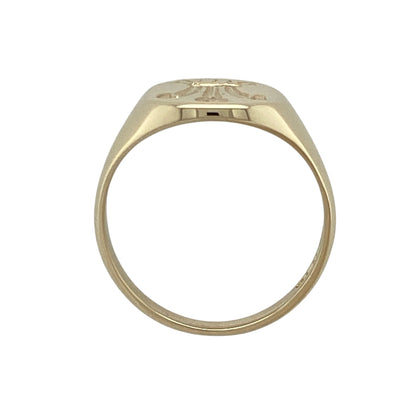 9ct Gold Welsh Three Feathers Rectangle Signet Ring