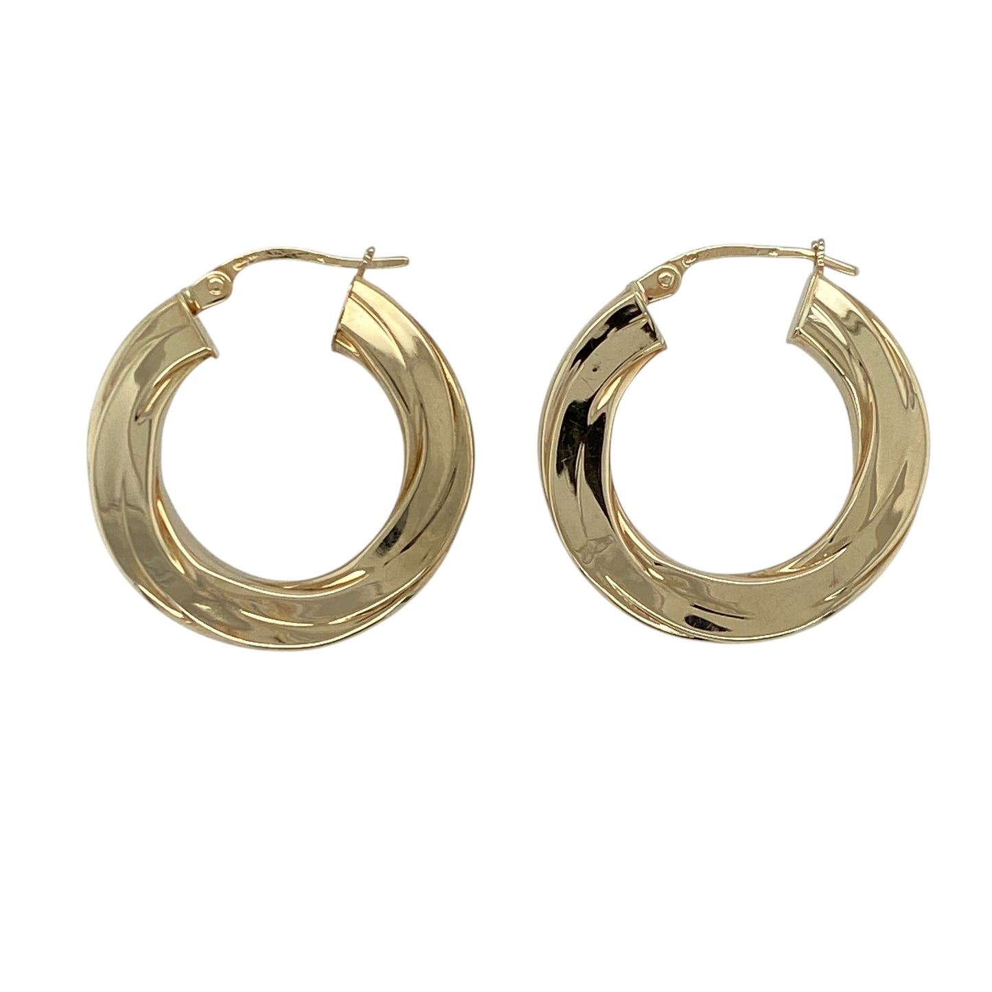 9ct Gold Squared Twisted Hoop Creole Earrings